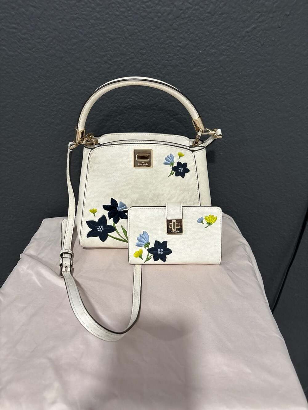 Kate Spade Patterson Drive Floral Embroidered Maisie Satchel and Wallet Set
